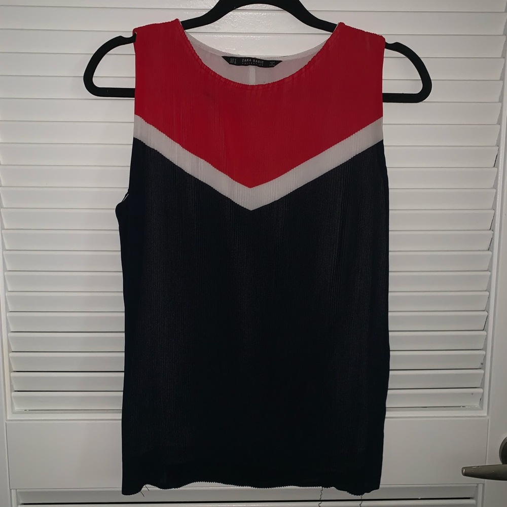 Zara Red, White, and Blue Top